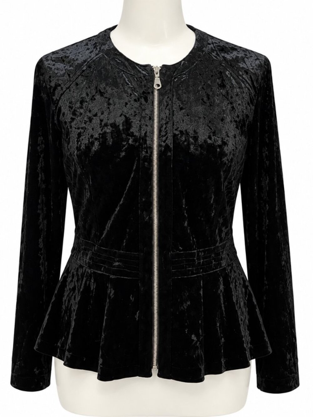 INC International Concepts Black Crushed Velvet Peplum Jacket Plus Size 4X NWT